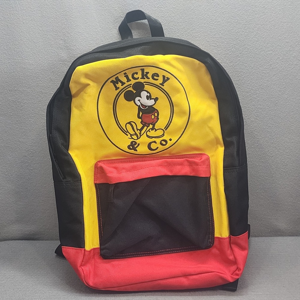 Disney Mickey & Co Backpack Red Yellow Black Retro Colorblock
